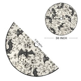 Bat Floral Christmas Tree Skirt, Merry Xmas Holiday Party Decor Rustic Farmhouse Halloween Ornaments Large Pen Tree Mat for 4-6 ft Christma Decoration 3' (Bat Floral, 36")