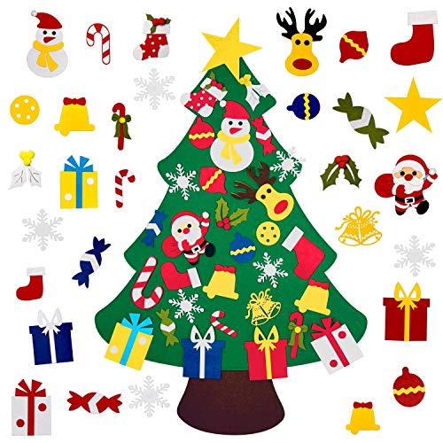 Fayoo DIY Felt Christmas Tree for Toddlers, Montessori Xmas Gift for Kids Wall Hanging Decorations Educational Art with 30pcs Ornaments