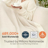 Snuggle Sac Buttery Ivory Throw Blanket for Couch, Reversible Super Soft Knitted Blankets, Warm Cozy Knit Fuzzy Plush Lightweight Throws Dupes for Sofa, Bed, Picnic, Ivory, 50 x 60 inches