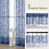 Dusty Blue Sheer Curtains 84 Inches Long 2 Panels Set for Bedroom Living Room, Soft Solid Airy Elegant Geometric Jacquard Clip Light Filtering Curtains Drapes, 2Pcs Total Wide 84" Inch