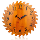 12 Inch Wood Wall Clock with Circular Saw Blade Dial, Handsaw and Hammer Pointer,Great Decor for Farmhouse,Garages and Man Cave
