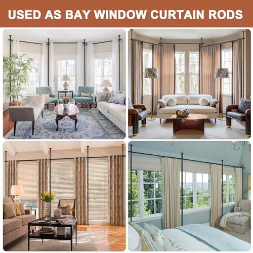Room Divider for Wide Space Partitions, Curtain Rods No Drilling for Room Separation, 28-171inch(W) 4-10ft(H) Adjustable Heavy Duty Floor to Ceiling Tension Rod Room Dividers, Matte Black