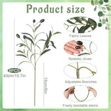 6Pcs 15.7" Artificial Olive Branches, Realistic Faux Plants Olive Leaves Stems for Vase Decor, Wedding Centerpieces, Farmhouse Home Party Decor