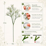 Babys Breath Artificial Flowers, 24 Pcs Fake Flowers Gypsophila Bouquet Fall Flowers Artificial for Decoration, Real Touch Silk Flower for Wedding Christmas DIY Party Home Garden Office(White)