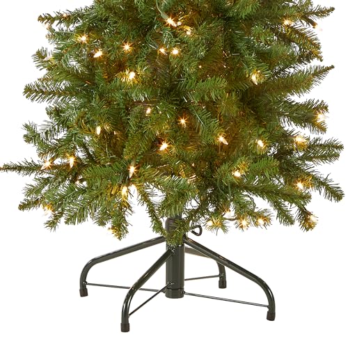National Tree Company 4.5 ft Pre-Lit Kingswood Fir Slim Artificial Christmas Tree, 150 Clear Lights, 330 Tips, Includes Stand, Green