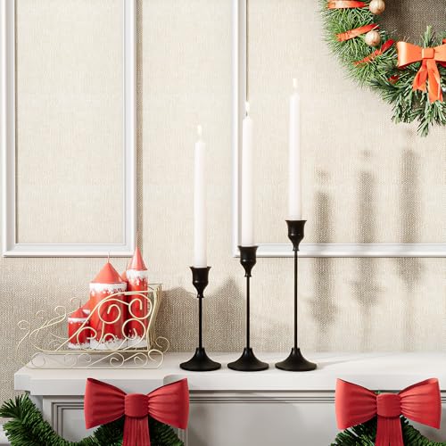 NLBTW Black Candlestick Holders, Metal Taper Candle Holder, Set of 3