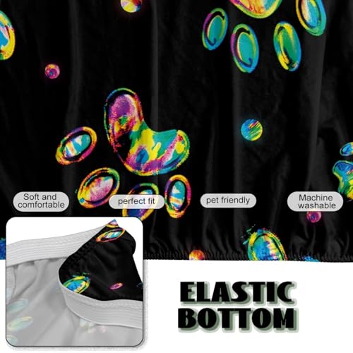 Rainbow Paw Print Armless Futon Couch Cover Black Slipcover for Futon Sofa Furniture Decor Anti Slip Couch Slipcover for Office