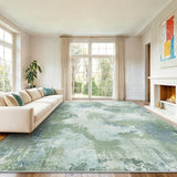 AMADA Washable 9'x12' Abstract Area Rug for Living Room Green