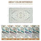 5x7 Area Rugs for Living Room, Washable Rug Vintage Floral, Blue