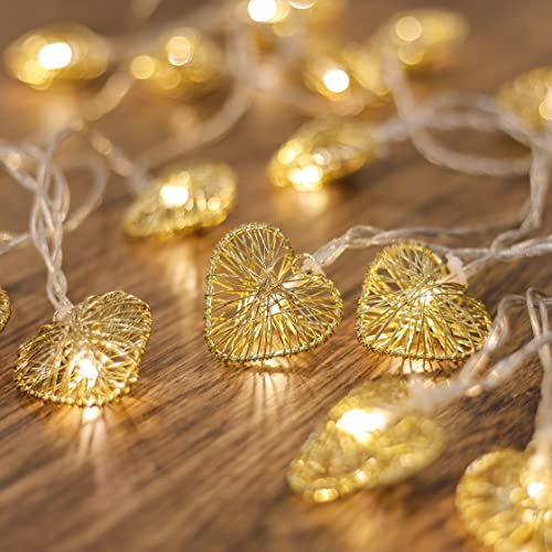 Cobus CozyHome Heart String Lights – 23 FT & 20 Warm White LEDs | Indoor | Christmas Fairy Lights Engagement Wedding Decoration Table Decoration Fairy Lights