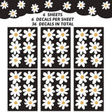 BBTO 6 Sheets Daisy Wall Decal Flower Removable Cute Daisy Bedroom Decor Flower Vinyl Wall Decals Stickers Floral Wallpaper Peel and Stick Nursery Art Bedroom Living Room(Simple Style,White)