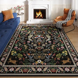 Rugcomf Area Rug 5x7 for Living Room Floral Washable, Vibrant Black