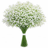 Babys Breath Artificial Flowers, 24 Pcs Fake Flowers Gypsophila Bouquet Fall Flowers Artificial for Decoration, Real Touch Silk Flower for Wedding Christmas DIY Party Home Garden Office(White)