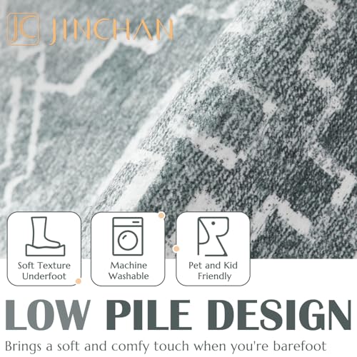 jinchan Runner Rug 2x5 Moroccan Modern Hallway Area Rug, Dark Gray