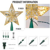 Dazzle Bright 11'' Star Tree Topper, Glitter Christmas Tree Top with 10 Lights, Xmas Tree Decoration (Gold)