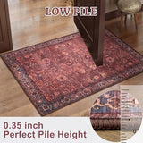 Tangsoo 2.6x10 Long Runner Rug for Hallway Non Slip,Washable Rust Red Rug