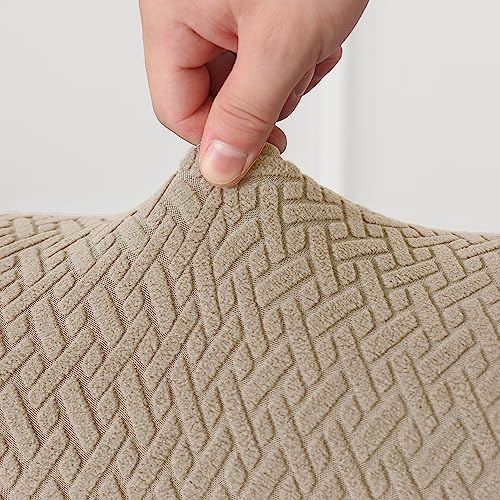 JIAN YA NA Armless Accent Chair Cover, Stretch Armless Chair Slipcover Spandex Armless Chair Covers Slipper Chair Slipcover Furniture Protector Covers for Living Room Bedroom(Knitted, Camel)