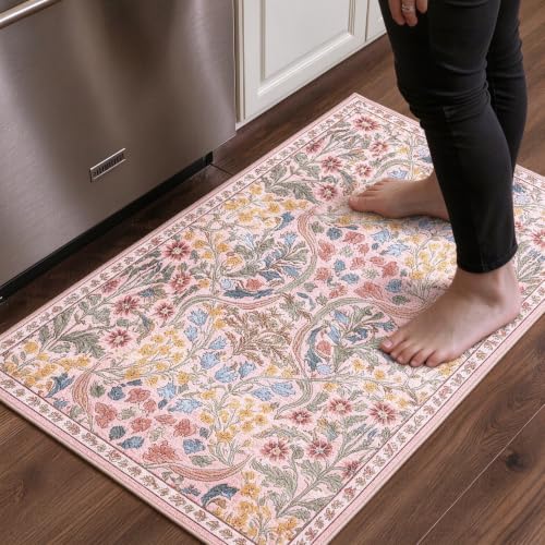 Washable Non-Slip Small Area Rug 16x24, Also a Pet Feeding Mat or Door Mat