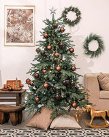 DN DECONATION Brown Glass Christmas Ball Ornaments, Set of 9, 3' Hanging Christmas Baubles for Xmas Tree Decoration, Wedding Party Gift