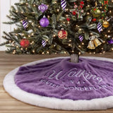 yuboo Purple Lavender Tree Skirt, 36" Faux Fur Christmas Tree Skirt with Embroidered Snowflakes for Purple Christmas Candy Violet Decorations Decor Ornament