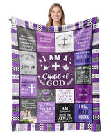 Christian Gifts for Women, Happy Birthday Gifts for Women, I Am a Child of God Blanket, Inspirational Gifts for Mom, Friend, Daughter, Sister, Baptism Gift for Girl Blanket 50''x60'' Purple