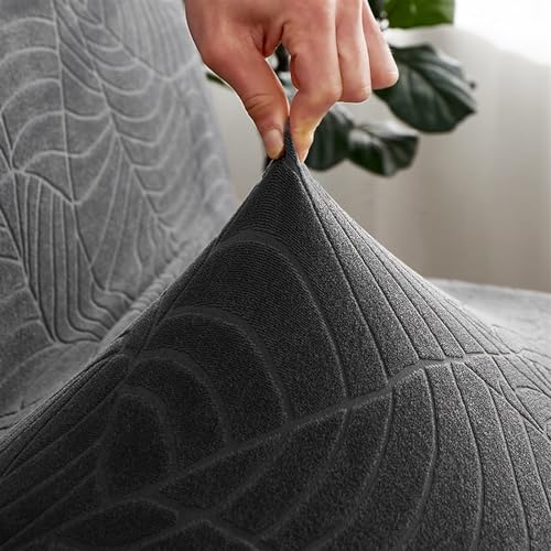 Futon Sofa Cover, Leaf Jacquard Waterproof Stretch Full Coverage Protector for Armless Sofa Bed(Dark Gray,Small)