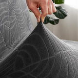 Futon Sofa Cover, Leaf Jacquard Waterproof Stretch Full Coverage Protector for Armless Sofa Bed(Dark Gray,Small)
