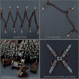 YULETIME 200 Clear Christmas String Lights, 2-Set 33 ft 100 ct Brown Wire | Incandescent Bulbs, End-to-End Connectable, UL Certified, 2-Strand, 200 Total Lights, 66' Total Length, 4" Spacing