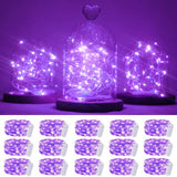 SmilingTown 15 Packs 20 Led Purple Fairy Lights Battery Operated 6.6ft Silver String Lights Waterproof Firefly Starry Light for DIY Table Centerpieces Wedding Halloween Christmas Party Decor
