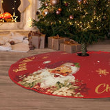 Christmas Tree Skirt Red and Gold Christmas Decorations - Xmas Tree Skirt Mat with Santa Claus Snowflake Pattern for Indoor Outdoor Merry Christmas Holiday Party Decor 48 Inches