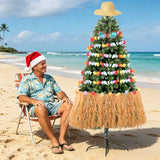 Summer Hawaiian Tree Ornaments Decorations Christmas in July Straw Hat Tree Topper Tropical Garland Sunglasses for Luau Hawaiian Beach Party Supplies