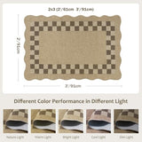 LIVEBOX Scalloped Easy Jute 2x3 Kitchen Rugs, Checkered Indoor Outdoor Rug Doormat, Front Door Mat Entryway Rug Washable Non Slip, Small Outdoor Mats Neutral Carpet for Porch Bathroom Doorway Entrance