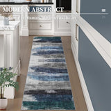 2x6 Runner Rugs for Hallway Kitchen, Modern Abstract Washable Navy