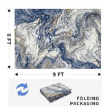 PADOOR Abstract 6'x9' Area Rug, Washable Non-Slip Low Pile, Marble Blue