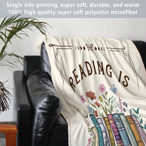 Book Lovers Gifts, Reading Blanket Gifts for Book Lovers, Unique Bookish Presents for Reader Bookworm on Birthday Christmas Soft Flannel Throw Blanket 60"x50"