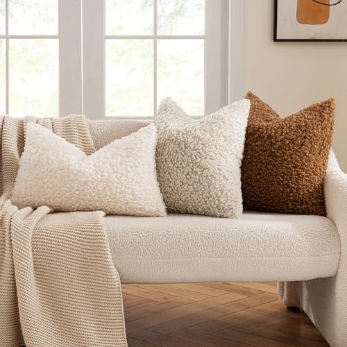 MIULEE Decorative Faux Fur Pillow Covers Sherpa 18x18 Bronze