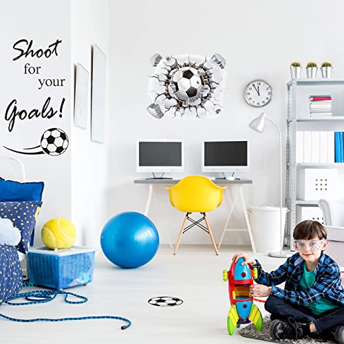 Gersoniel Soccer Wall Decal Gift 3D Soccer Wall Decor Stickers for Room Decor Football Stuff Shoot for Your Goals Football Sticker for Kid Boy Bedroom Art Decoration