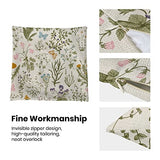 AEIOAE Spring Pillow Covers 18x18 Inch Set of 2,Sage Green Wild Flower Plant Throw Pillows Case,Seasonal Floral Outdoor Decorative Square Linen Farmhouse Decor Cushion Covers for Home Sofa Bed Couch
