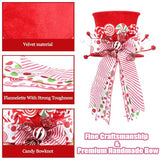 HMASYO Candy Cane Christmas Tree Topper, Velvet Red Tree Topper Hat with Candy Peppermint Bows Ribbon Ornament, Top Hat Christmas Tree Topper for Home Office Holiday Tree Decoration Xmas Gift