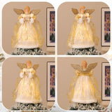 Lewondr Christmas Tree Topper Angel, 12'' Light Up Angel Tree Topper with Gold Wings and Candle Light, 8 Modes and 6 Hrs Timer USB and Remote Operated Christmas Decor for Holiday Home Decor, Apricot