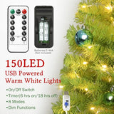 HMASYO 5ft Whimsical Artificial Christmas Tree with 150 LED Timer Lights, Lime Green Bendable Christmas Tree with Ball Ornaments & Metal Base Holiday Decor for Home, Office, Party, Easy Assembly