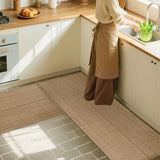 Tan Brown Faux Jute Braided Kitchen Rug Set 20"x30"+20"x48",Non Slip