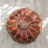 Ottoman Footstool Pouf Ottoman,Moroccan Footstool Unstuffed Leather Comfort Cushion Cover Round Bean Bag Chair Large Footrest Boho Decor-e 50x40cm(20x16inch)(A 50x40cm(20x16inch)