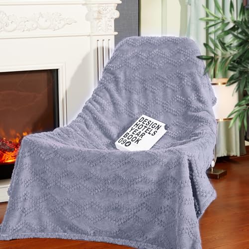 Jacquard Boho Fleece Throw Blanket-Cozy Fluffy Soft Lightweight Fuzzy Fall Blanket for Sofa, Couch, Bed, Chair & Car, Gifts for Teen Girls, Women & Men, Home and Dorm Decor, Gray, 50" x 70"