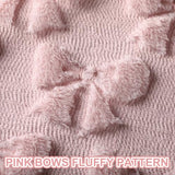 Mixweer Pink Bow Pillow Covers Set of 2 Preppy Room Decor Coquette Cute Spring Summer Decorative Faux Fur Soft Bowknot Stuff Fluffy Plush Aesthetic Pillowcase for Bed Sofa Couch (18 x 18 Inch)