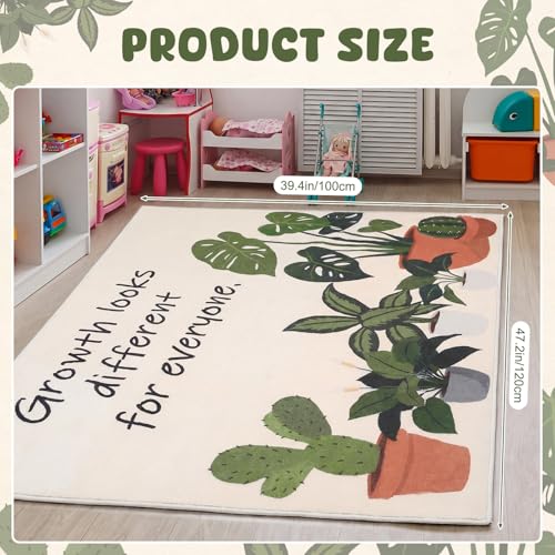 Capoda 3.3 x 4 ft Calming Corner Classroom Rug Inspirational Soft Fluffy Classroom Rug Carpet Mental Health Back to School Decor for School Bedroom Reading Corner(Growth Looks Different for Everyone)