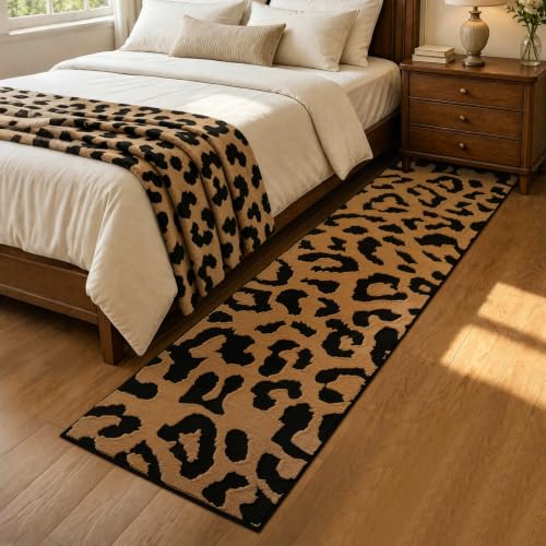 Leopard Hallway Runner Rugs 2x8: Washable Non Slip Cheetah Rug