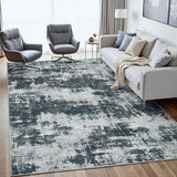 5x8 Area Rugs for Living Room: Washable Soft Black Abstract Bedroom Carpet