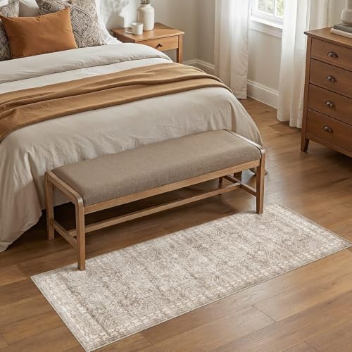 2x6 Runner Rug Abstract Washable Non Slip Cartpet Dark Brown