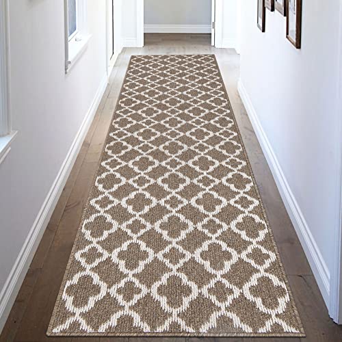 Runner Rug for Hallway 2×8feet Non Slip Kitchen Runners, Brown